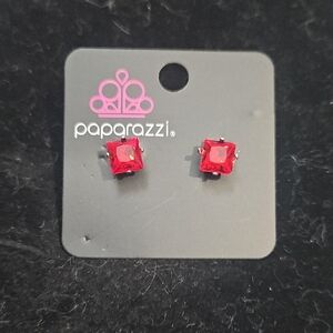 Paparazzi Ruby Red Square Earrings